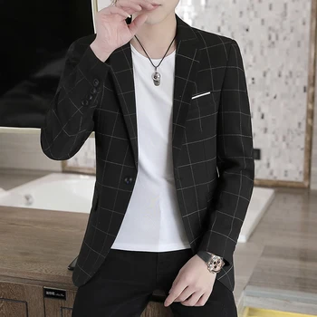 2022 Boutique Vyrų Mados Verslo Džentelmenas Elegantiškas Atsitiktinis Vieną Vakarų korėjos Versija Pledas Slim Paauglių Britų Stiliaus Suknelė