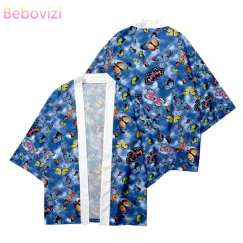 Plus Size 6XL 5XL 4XL Mėlynas Drugelis Spausdinti Prarasti Japonijos Megztinis Moterims, Vyrams Harajuku Kimono Cosplay Viršūnes Palaidinė Yukata Drabužiai Nuotrauka 0