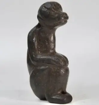 Hongshan kultūros archaize juodasis geležies meteoritas skulptūra beždžionė statula Nuotrauka 1