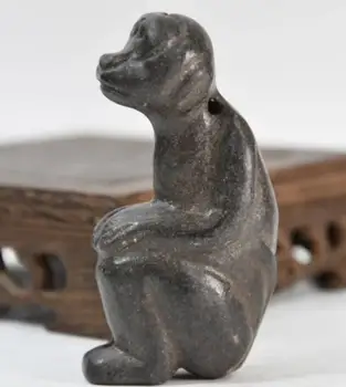 Hongshan kultūros archaize juodasis geležies meteoritas skulptūra beždžionė statula Nuotrauka 2