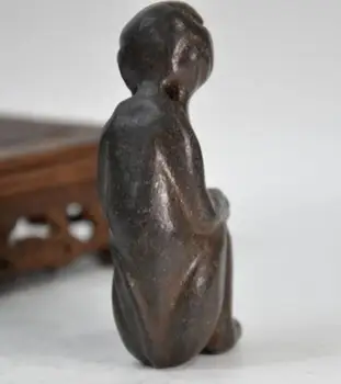 Hongshan kultūros archaize juodasis geležies meteoritas skulptūra beždžionė statula Nuotrauka 3
