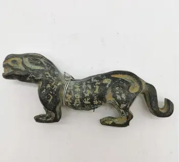 Archaize žalvario senovės tigras simbolinis mažų amatų statula Nuotrauka 1