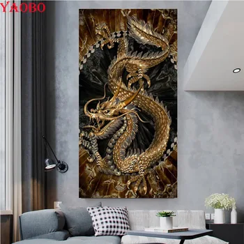 Naujas diamond siuvinėjimo mozaikos Dragon meno,Kinų stiliaus, didelis, 