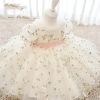 Merginos Ispanijos Gėlių Kamuolys Suknelė Royal Baby Lolita Princess Suknelės Kūdikiams Nėrinių Gimtadienio, Krikštynų Suknelė Mergina Vestuvių Drabužiai