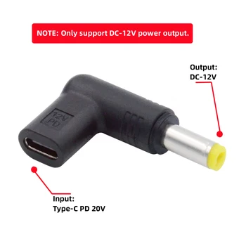 USB 3.1 C Tipo USB-C Moterų DC 12V kištukinis Adapteris PD Emuliatorius Sukelti 90 Laipsnių Kampu Nuotrauka 4