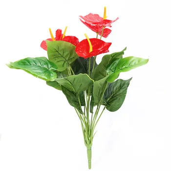 50cm 18Heads Dirbtinis Anthurium Raudonos Gėlės, žali Lapai Namų Miegamąjį Kambarį Balkono Apdaila Padirbtų Augalų, Gėlių Bonsai