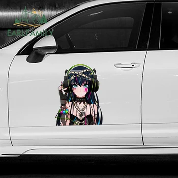 EARLFAMILY 43cm x 34.1 cm Skeletas Plaukų Papuošalas Anime Mergina, Automobilių Lipdukai Saulės Įbrėžimams Atspariu Lipdukai, Vinilo Automobilių Wrap