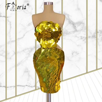 Prabangaus Dubajaus Aukso Promenadzie Suknelė 2022 Gėlės Žiedlapis China Rankovių Kelio Ilgis Trumpas Kokteilių Vakarėlį, Chalatai sukienki koktajlowe Nuotrauka 0
