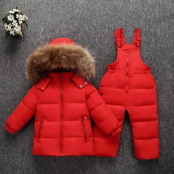 vaikams žiemos paltai Rusija šiltas žemyn striukė baby girl drabužiai vaikams drabužių rinkiniai berniukai parko nekilnojamojo kailių paltai vaikų sniego dėvėti