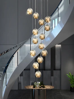 Modernus Minimalistinis Dvipusė Grindų led Dekoracija Didelis Pakabukas Šviesos, Žvaigždėtas Laiptai Ilgas Pakabukas Lempa Kūrybos Villa Kabo Lempa