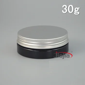 30 gramų juoda PET Jar,30g grietinėlės indelį su sidabro Aliuminio Dangteliu,Balta Konteinerių Kremas PET Jar Kosmetikos Pakuotės Plastikinės Jar