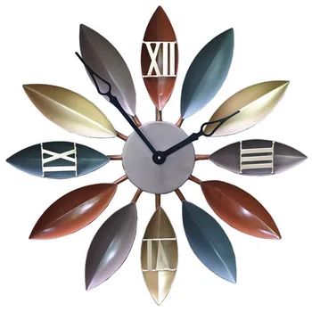 Madingas lapų sieninis laikrodis kambarį dekoratyvinių laikrodis madingas paprasta kūrybos geležies meno sieninis laikrodis