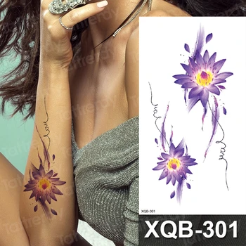 laikina tatuiruotė moterų krūties gėlių tatuiruotė unikalus saulėgrąžų, rožių sun body art seksualios tatuiruotės moterys vyrai krūtinės rankovės raištį pilvo Nuotrauka 2