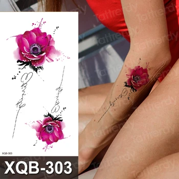 laikina tatuiruotė moterų krūties gėlių tatuiruotė unikalus saulėgrąžų, rožių sun body art seksualios tatuiruotės moterys vyrai krūtinės rankovės raištį pilvo Nuotrauka 4