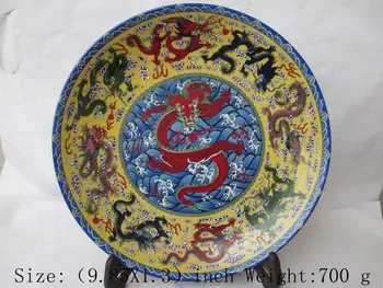 Senovės Kinų tapybos spalvų gėlių dragon porceliano plokštelės/