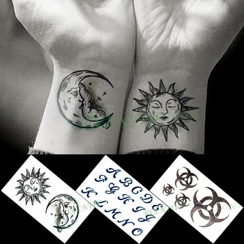 Atsparus vandeniui Laikina Tatuiruotė Lipdukas biocheminiai simbolis sun moon laiškas mažų tatto 
