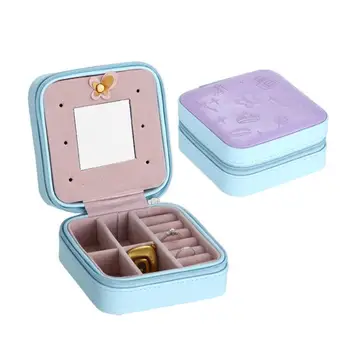 Kelionės nešiojamų odos papuošalų dėžutė su veidrodžiu kosmetikos makiažas organizatorius auskarai Karstas trijų pakopų laikymo dėžutė dovanų SN1570 Nuotrauka 3