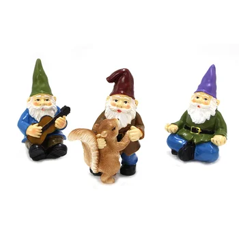 5vnt Miniatiūriniai Sodo Nykštukai Mini Muzikos Gnome Figūrėlės Nustatyti Laimingas, Nykštukai Šokių Šventę Mini Dervos Figūrėlės Micro Nuotrauka 1