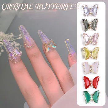 Naujas Atvykimo Crystal Ice 3D Aurora Diamond Metalų Lydinio, Nagų Papuošalai Papuošalai 3D Nagų Dailė drugelis dekoravimui Nuotrauka 5